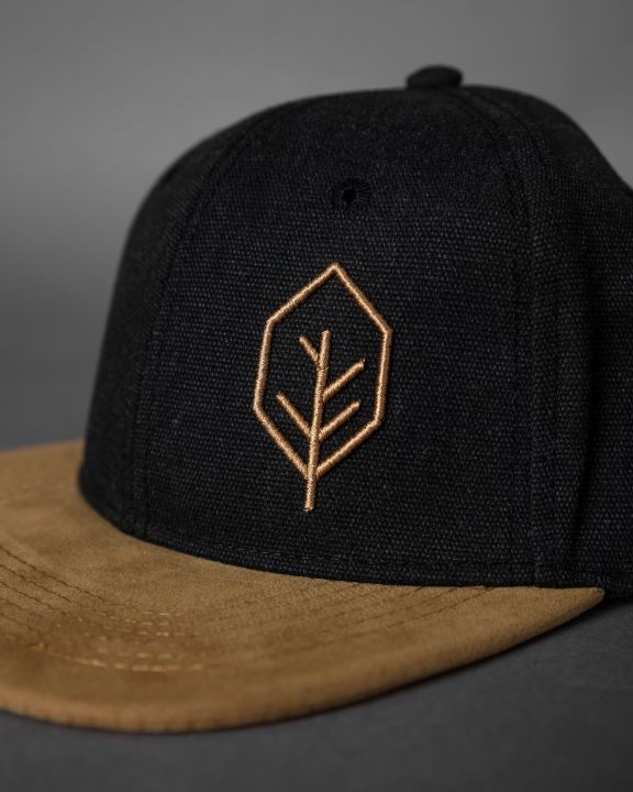 Suede Peak Embroidered Leaf Snapback